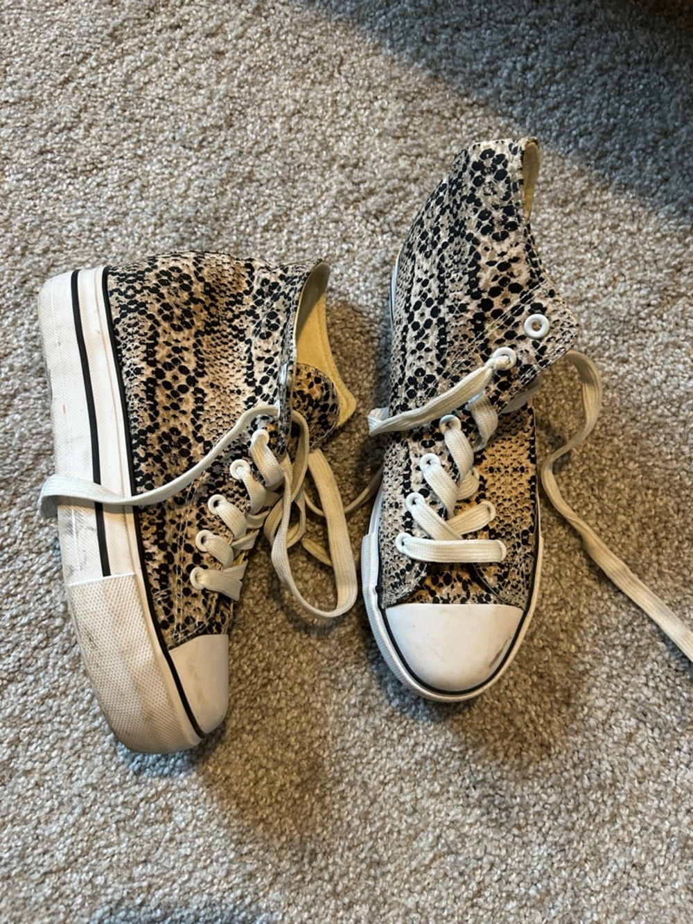 Olivia Miller Beige Snake-Print High-Top Sneakers